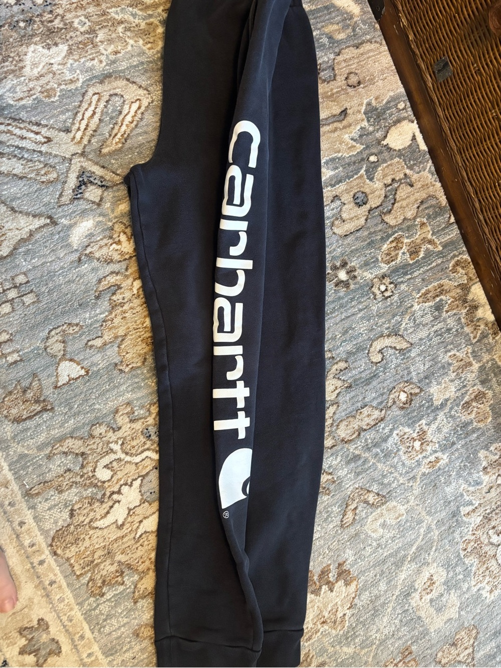 Carhartt Kids Black Sweatpants with White Logo Down Leg